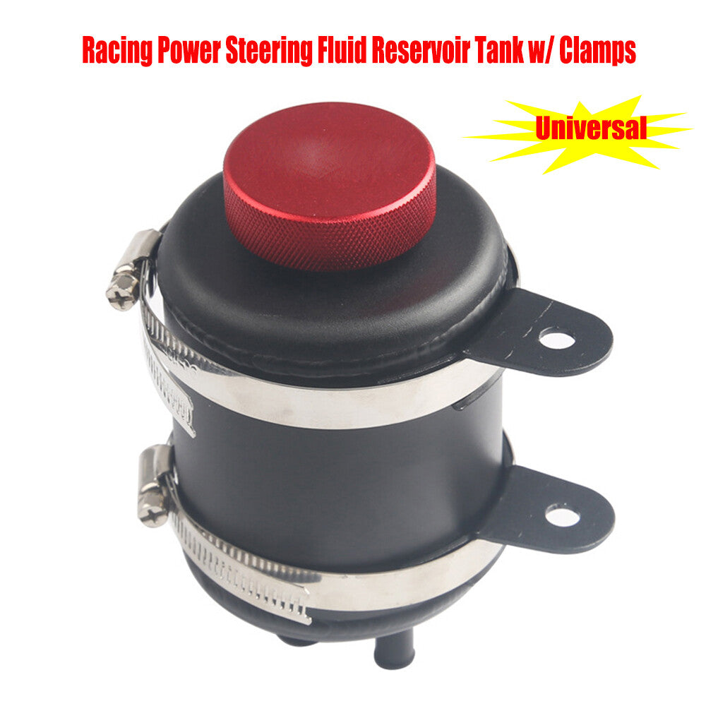Black General Motors Racing Power Steering Fluid Reservoir with Clips - n