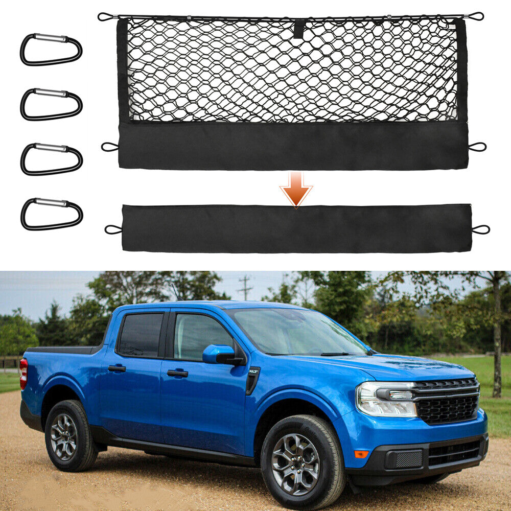Suitable for 2022-2025 Maverick envelope-style truck bed/cargo net with 4 carabiners. n