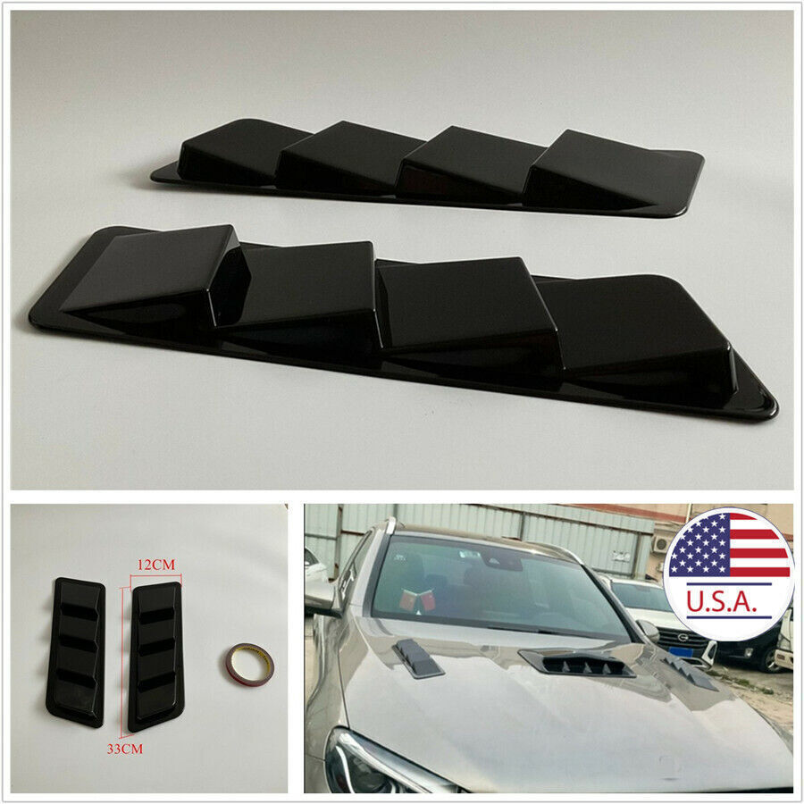 Glossy Black ABS Plastic Car Air Flow Intake Hood Scoop Vent Bonnet Decor Cover Q