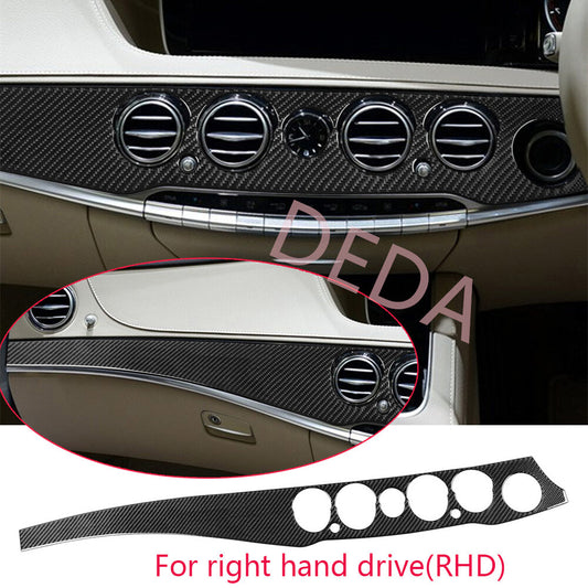 for Benz S Class W222 13-20RHD Central Control Dashboard Panel Trim Carbon Fiber