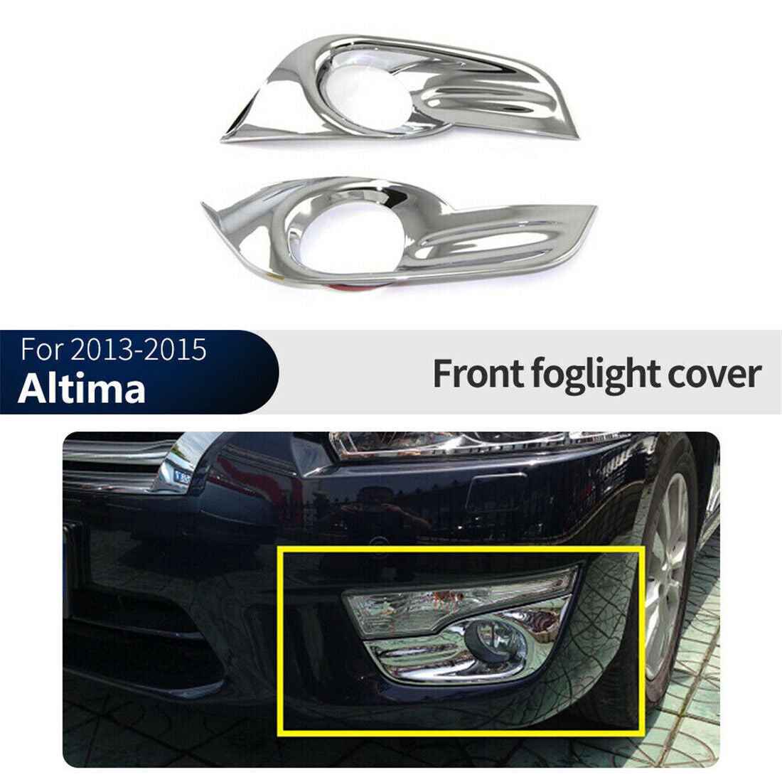 for Nissan Altima 2013-2015 Chrome Front Fog Light Lamp Cover Trim