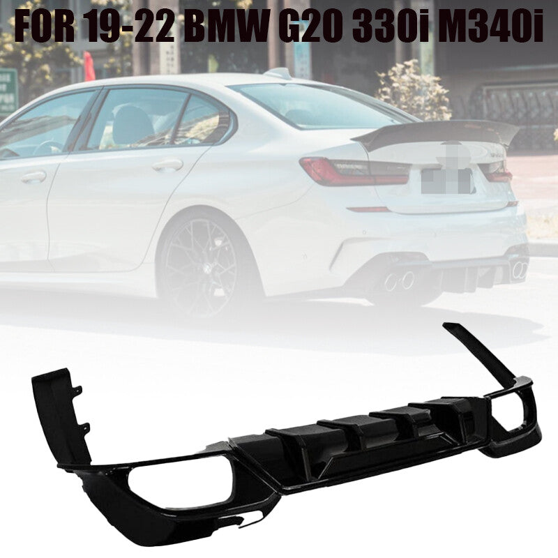 REAR DIFFUSER W/ CORNER SPATS FOR 19-22 G20 330i M340i CTM STYLE GLOSS BLACK n