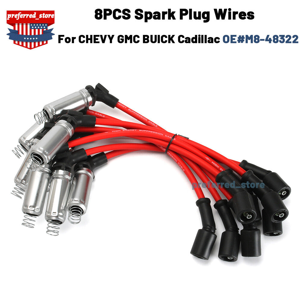 8-piece spark plug wire pack for GMC 1999-2006 LS1 VORTEC 4.8L to 5.3L to 6.0L M8-48322- v