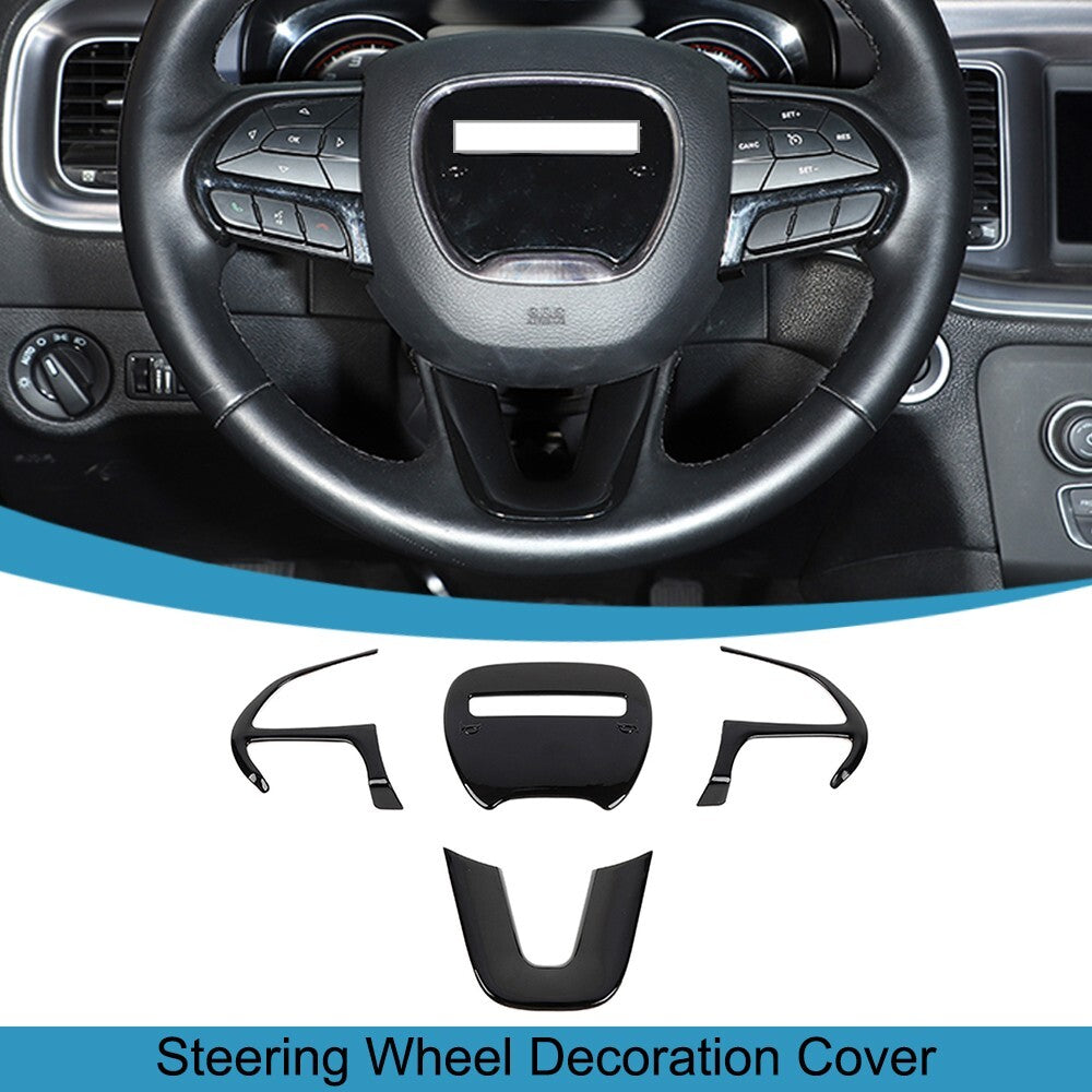Steering Wheel Cover Panel Stickers Trim for Dodge for Challenger Charger 2015-2023