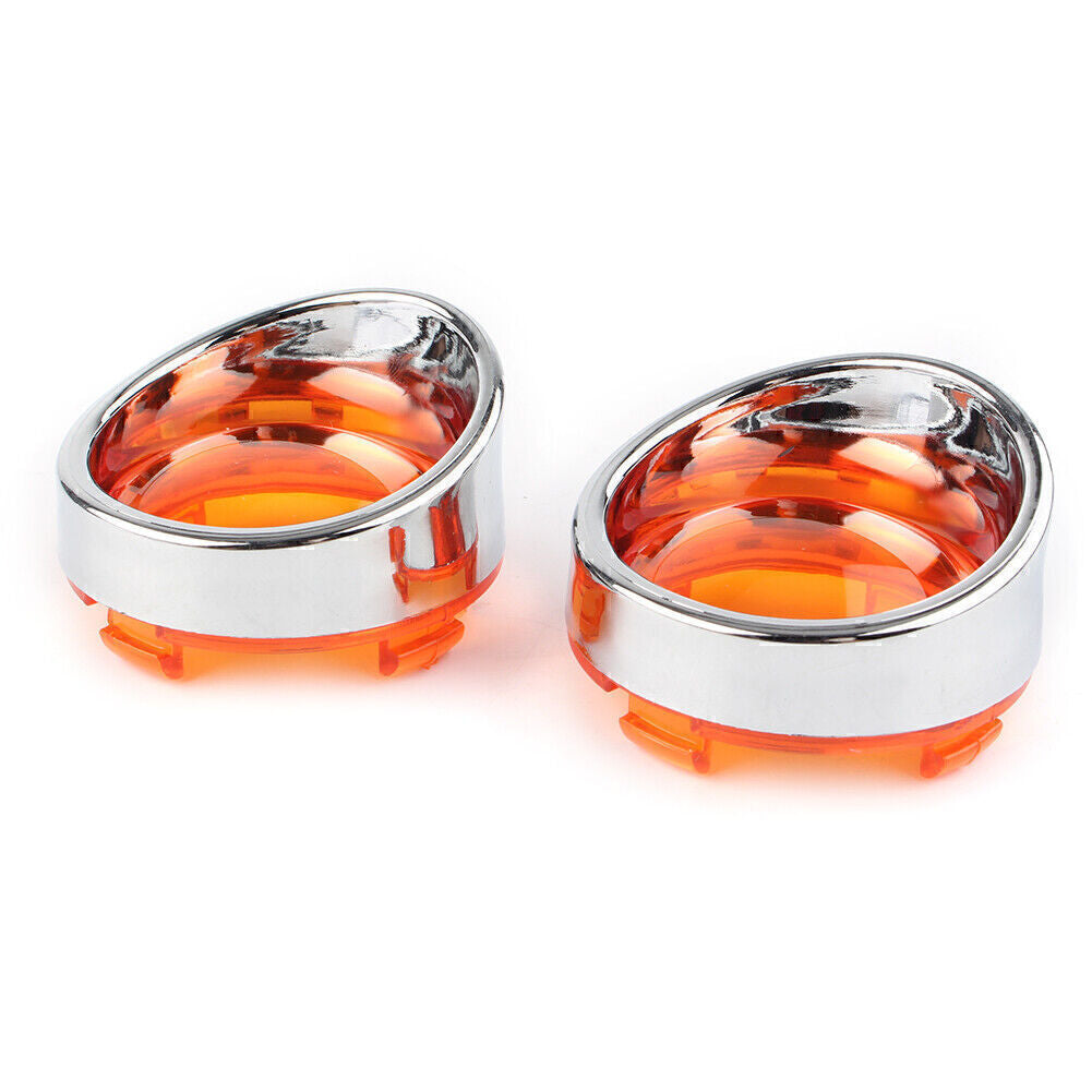 Fit for Harley Touring Glide Road King Turn Signal Light Lens Cover Bezels Yellow