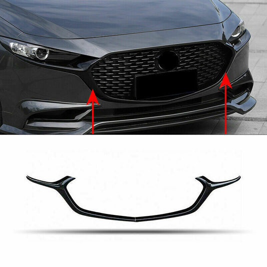 2X Glossy Black Front Bumper Grills Moulding Cover Trims for Mazda 3 Axela 19-23