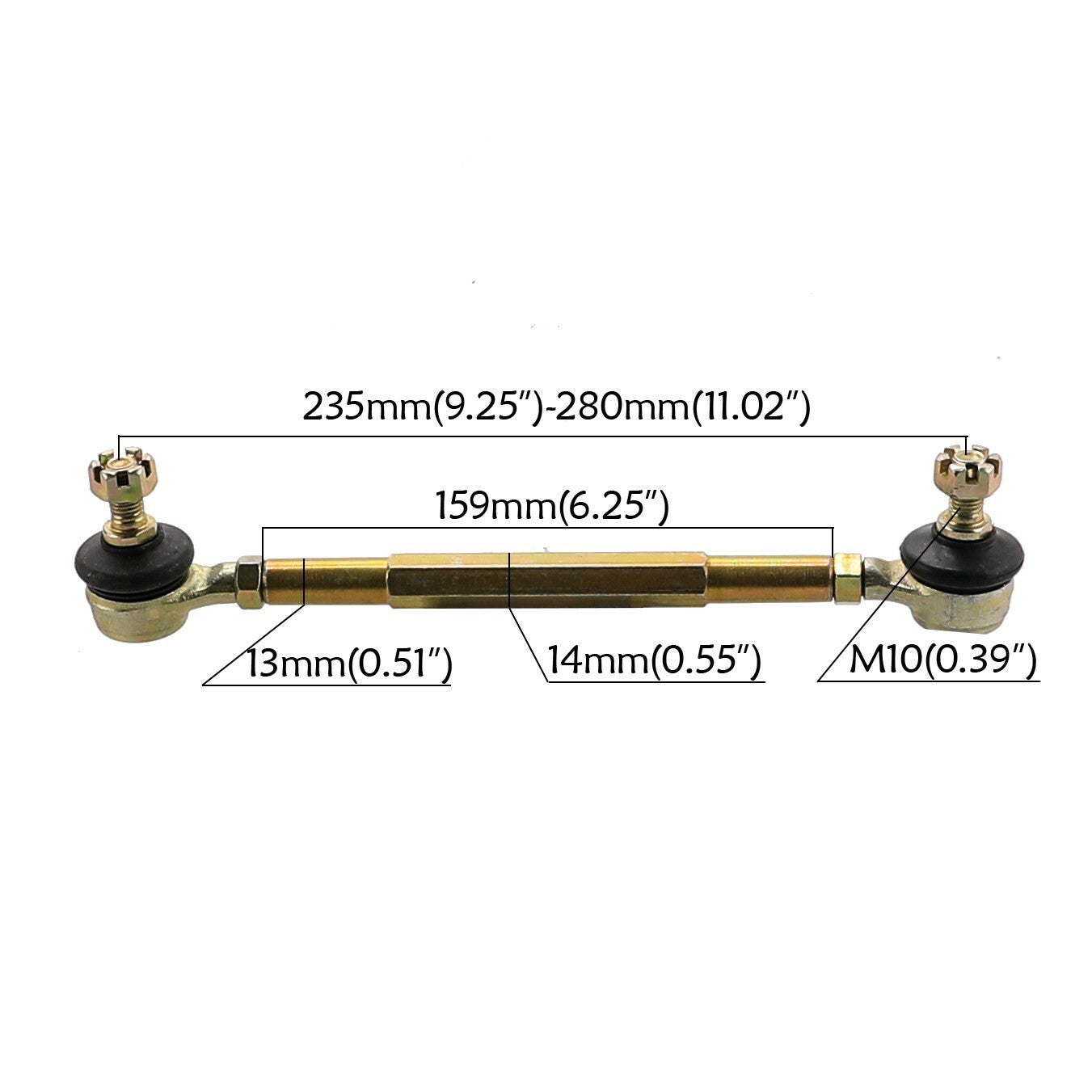 10mm tie rod end ball joint suitable for all-terrain vehicles, go-karts, off-road vehicles, 110cc, 125cc, 150cc, 200cc...