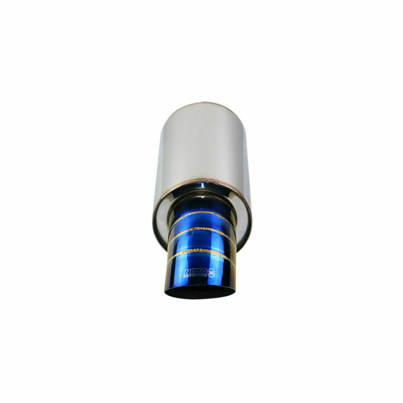 Universal 2 Inlet 3 OD High Flow Burnt 4.5 Rear Exhaust Muffler Blue 385MM