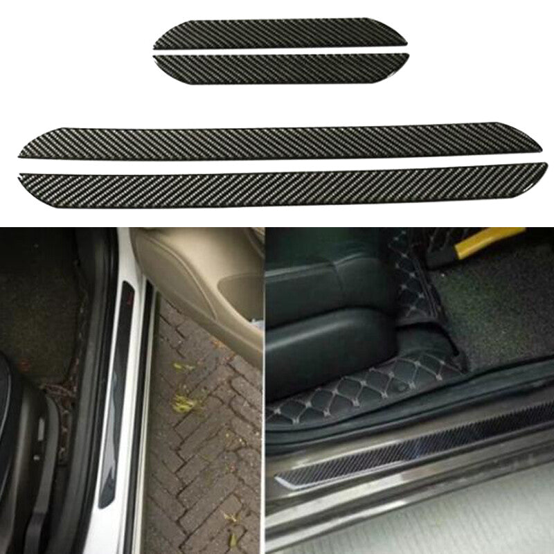 4-Piece Car Carbon Fiber Front and Rear Door Window Sill Protector Panel Protector Strip Kit n