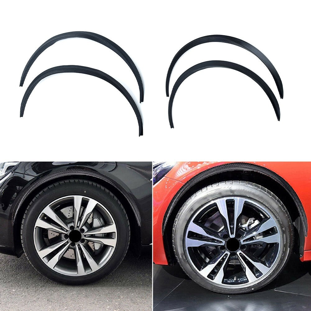 4Pcs Carbon Fiber Car Wheel Eyebrow Arch Trim Lips Strip Fender Flare Protector v