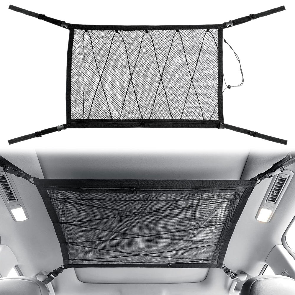 for Volvo Car Ceiling Storage Bag Double-Layer Mesh Universal Cargo Net Travel Q