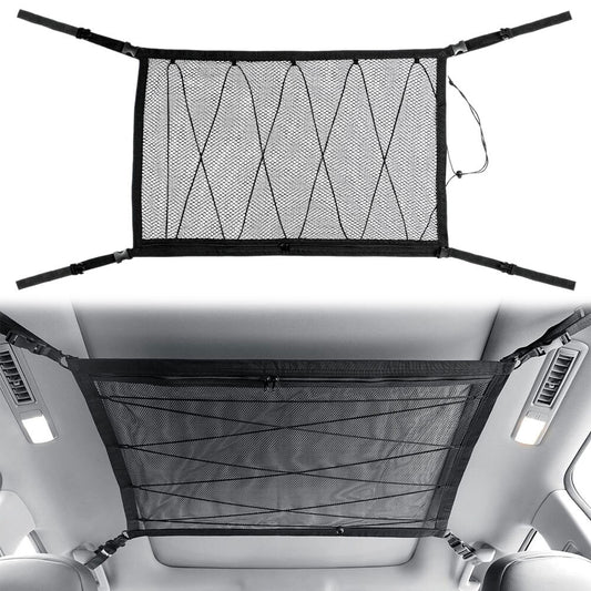 for Volvo Car Ceiling Storage Bag Double-Layer Mesh Universal Cargo Net Travel Q