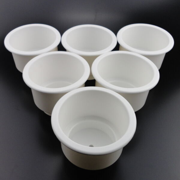 6-Piece Two-Layer White Plastic Cup and Can Rack Suitable for Boats, RVs, Yachts, and Marine Use n