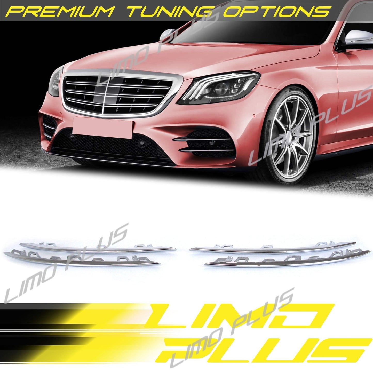 for Mercedes W222 Sedan AMG Sport Front Bumper Cover Fog Light Molded Trim Q