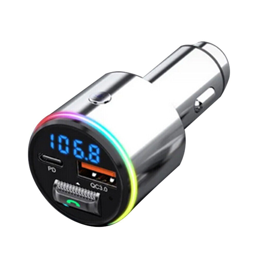 RGB Light Bluetooth FM Transmitter Stereo Car AUX MP3 Player QC3.0 Quick-Charger n