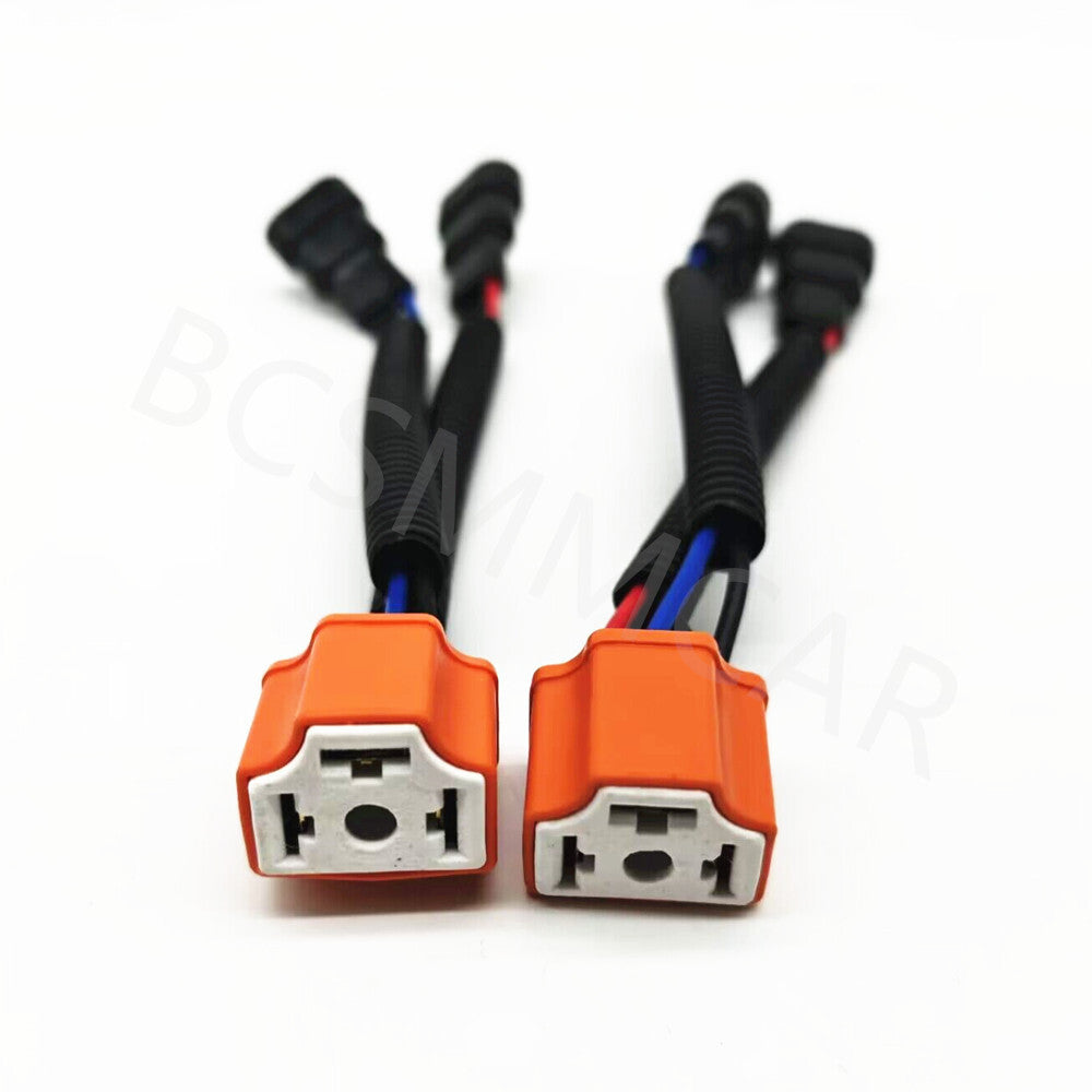 100W To H4 Headlight Bulb Conversion Harness Connector Plug Wire Adapter 2Pcs Q