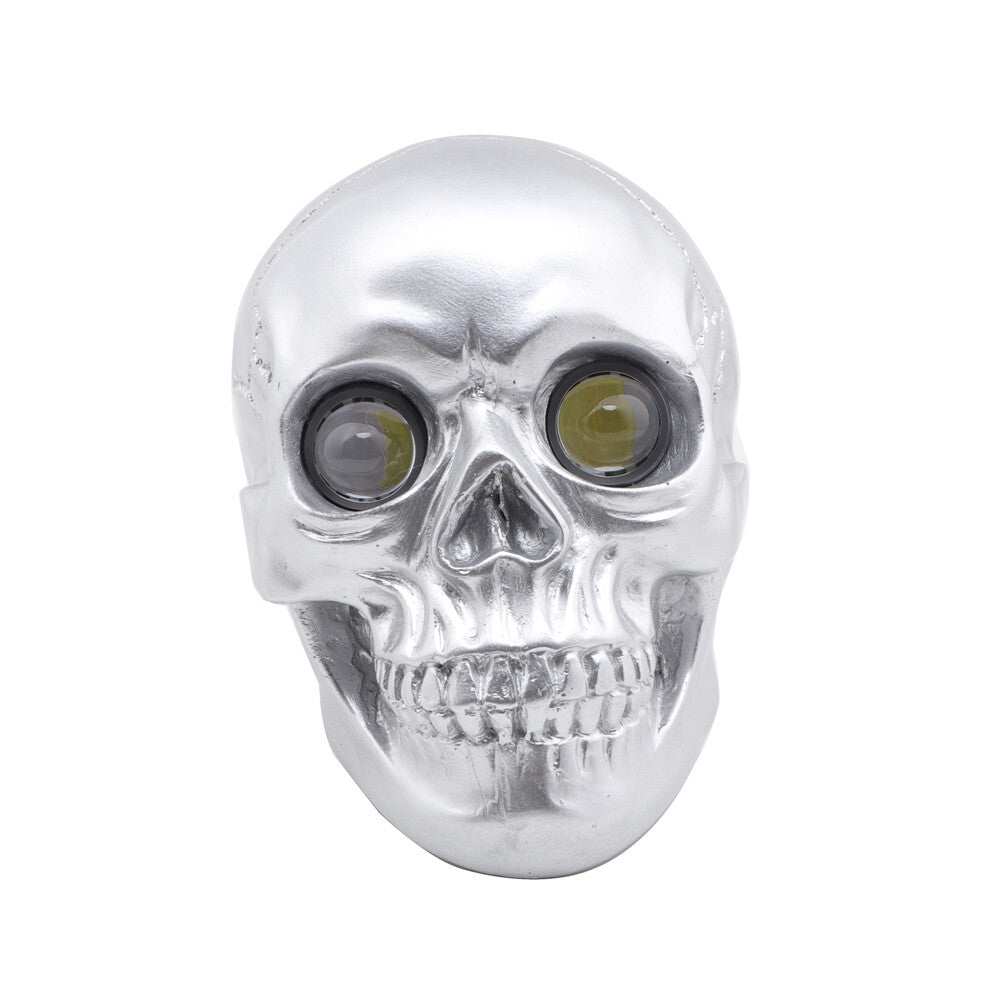 Custom Motorcycle Silver LED Retro Skull Headlight Head Lamp for Harley for Yamaha Q