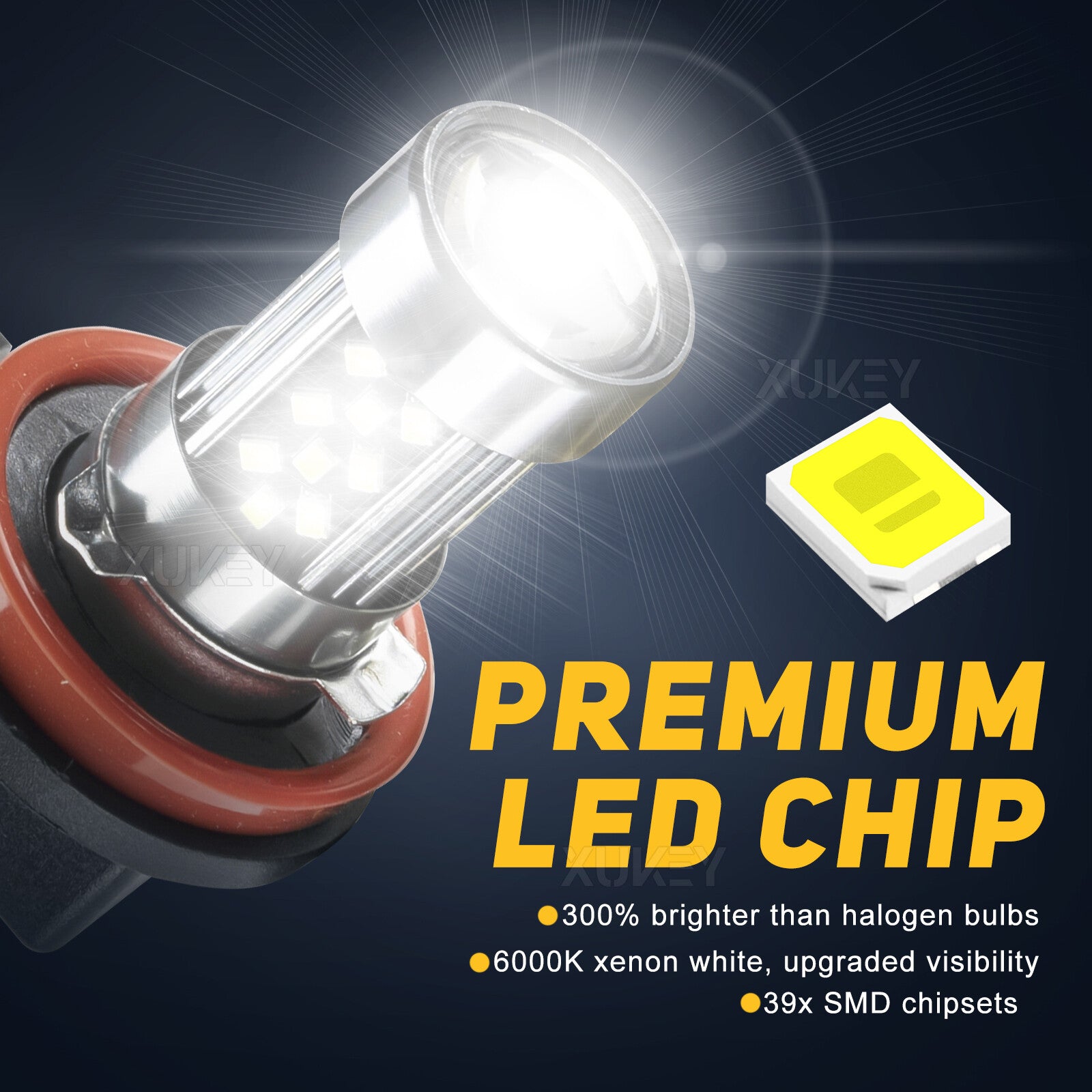 2PCS H11 H8 H9 LED Headlight Bulbs 6000K Xenon White Super Bright Fog Light
