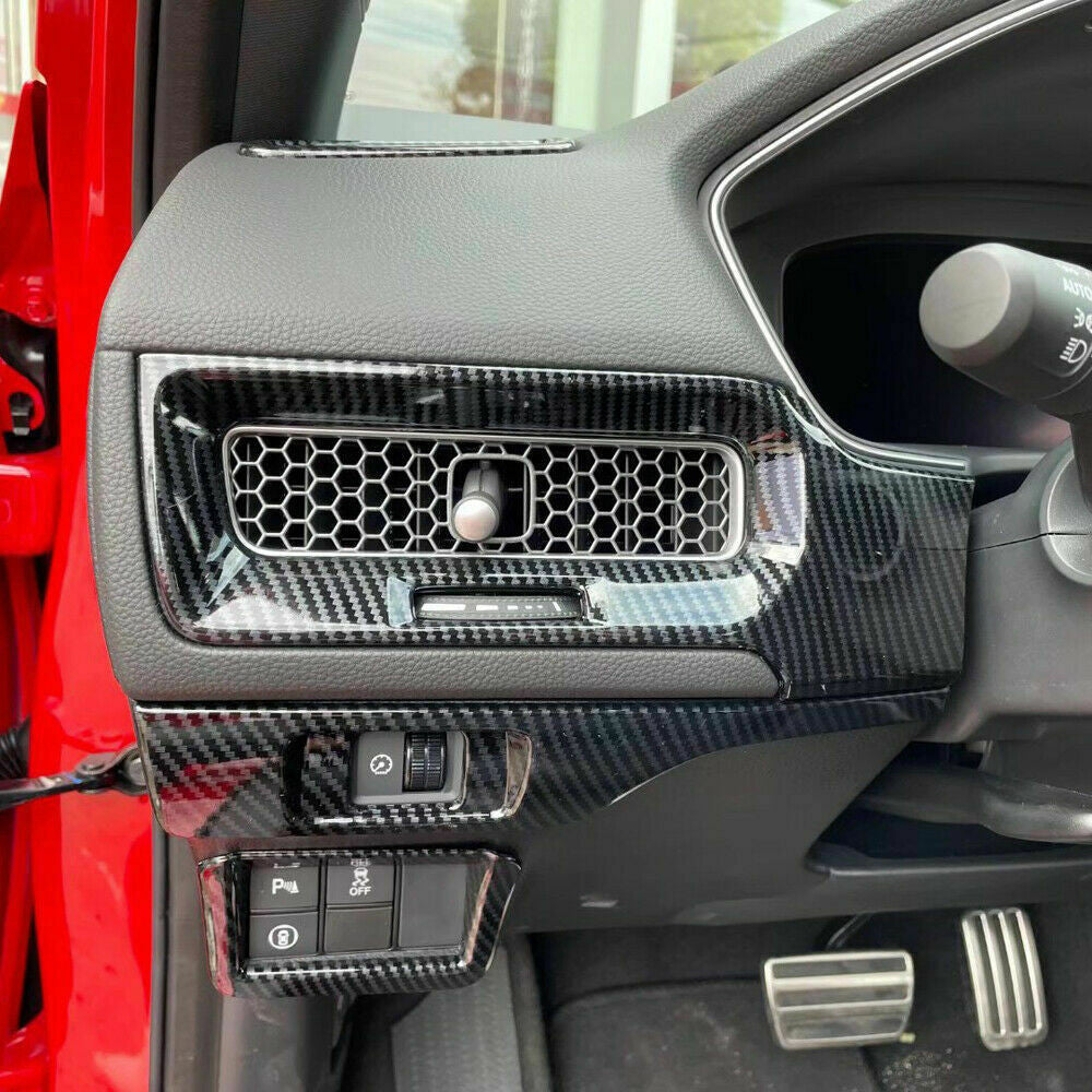for Honda for Civic 2022-2023 Carbon Fiber ABS Center Dashboard Outlet Vent Covers