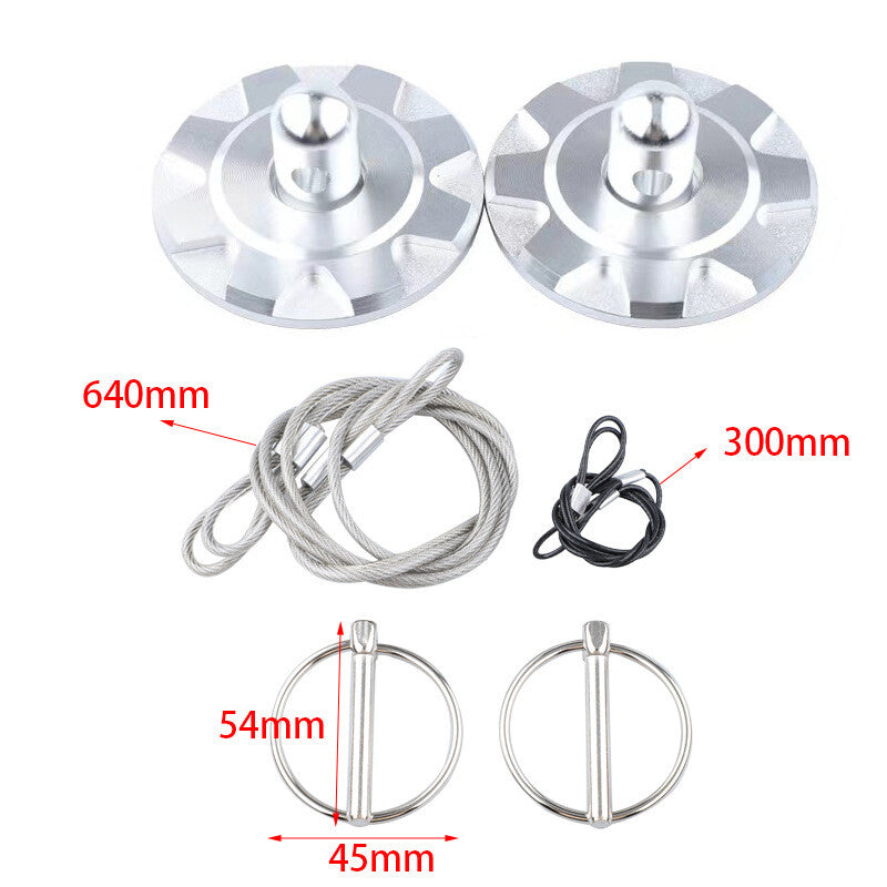 Silver Bonnet Racing Hat Pin Lock Exterior Kit Universal Aluminum