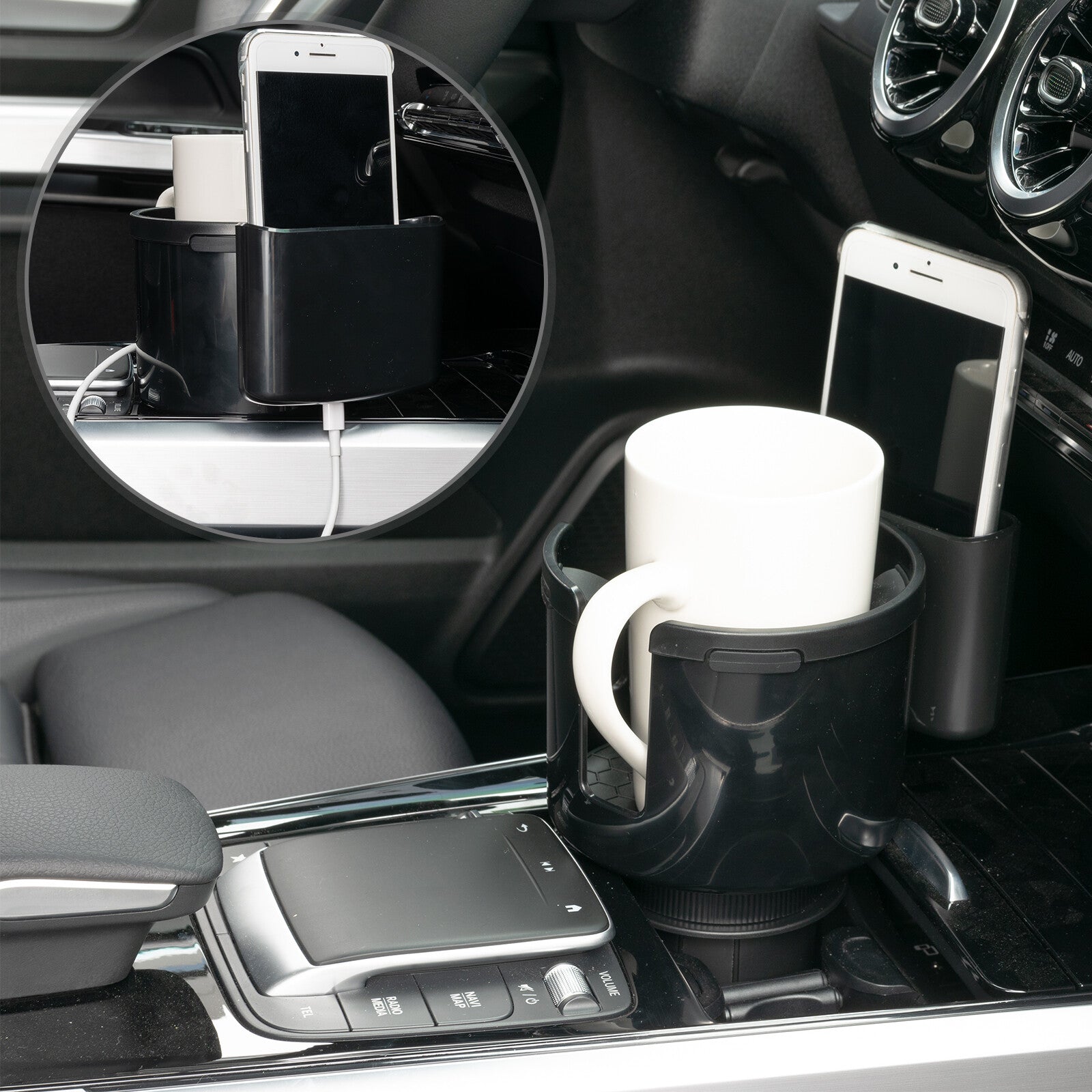 Universal Car Cup Holder Adapter Expander for Large Bottles Mugs Multifunctional Q