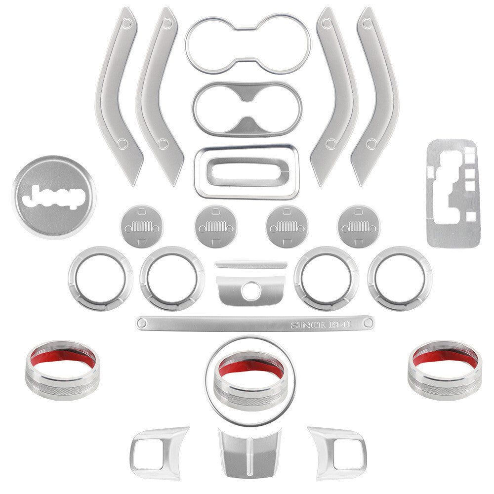 28-piece silver protective case for Jeep for Wrangler JK JKU 11-18 interior accessories and decorations