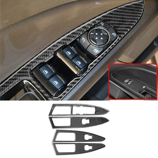 4x Real Carbon Fiber Window Lift Panel Switch Cover Trim For Fusion 2018-19 v
