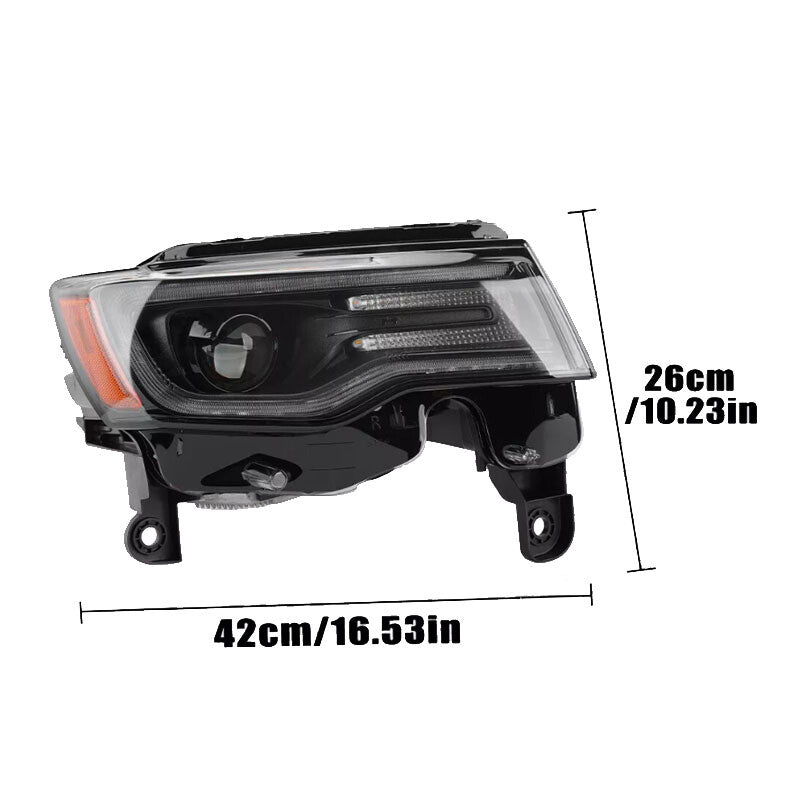2P Suitable for 2017-2021 for Jeep Grand Cherokee Black HID/Xenon Headlights with LED DRL