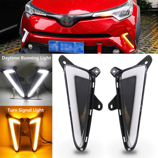 2x LED Daytime Running Lights Yellow Turn Signal Fog Kit Fit for Toyota CHR C-HR Q