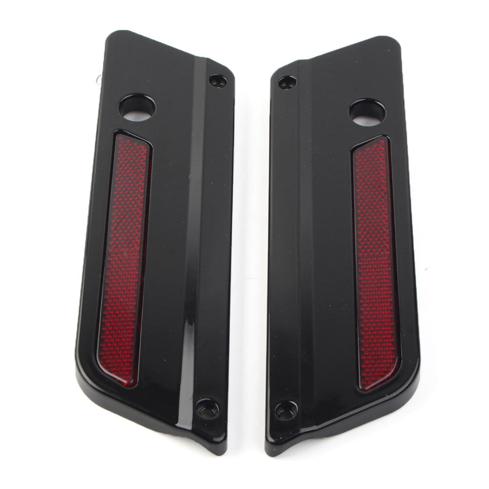 Black Saddlebag Guard Latch Cover w/Red Reflectors for Harley Touring 1993-2013 Q