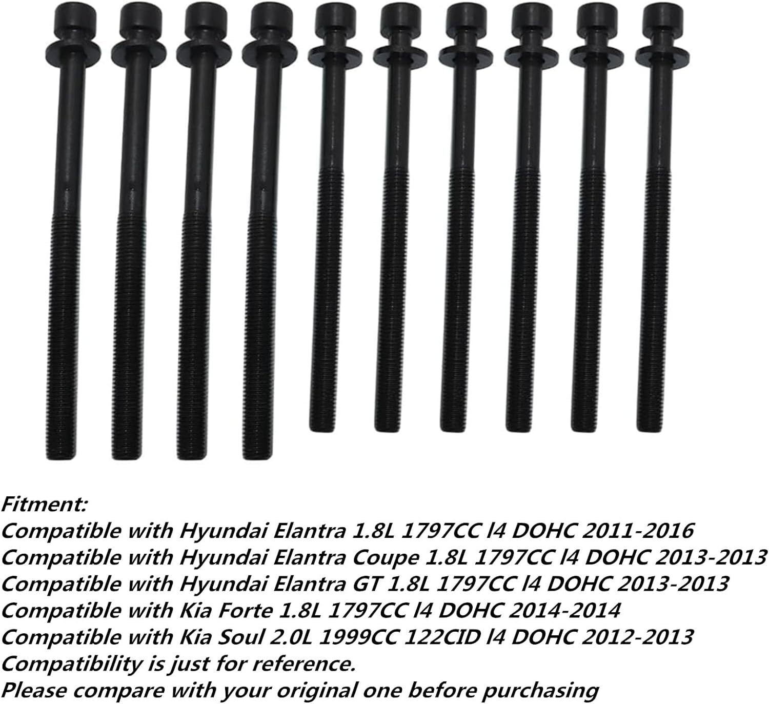 Cylinder Head Bolt Set for 2012-2020 for Hyundai for Kia 2.0L 22320-2E000 22321-2E000 Q