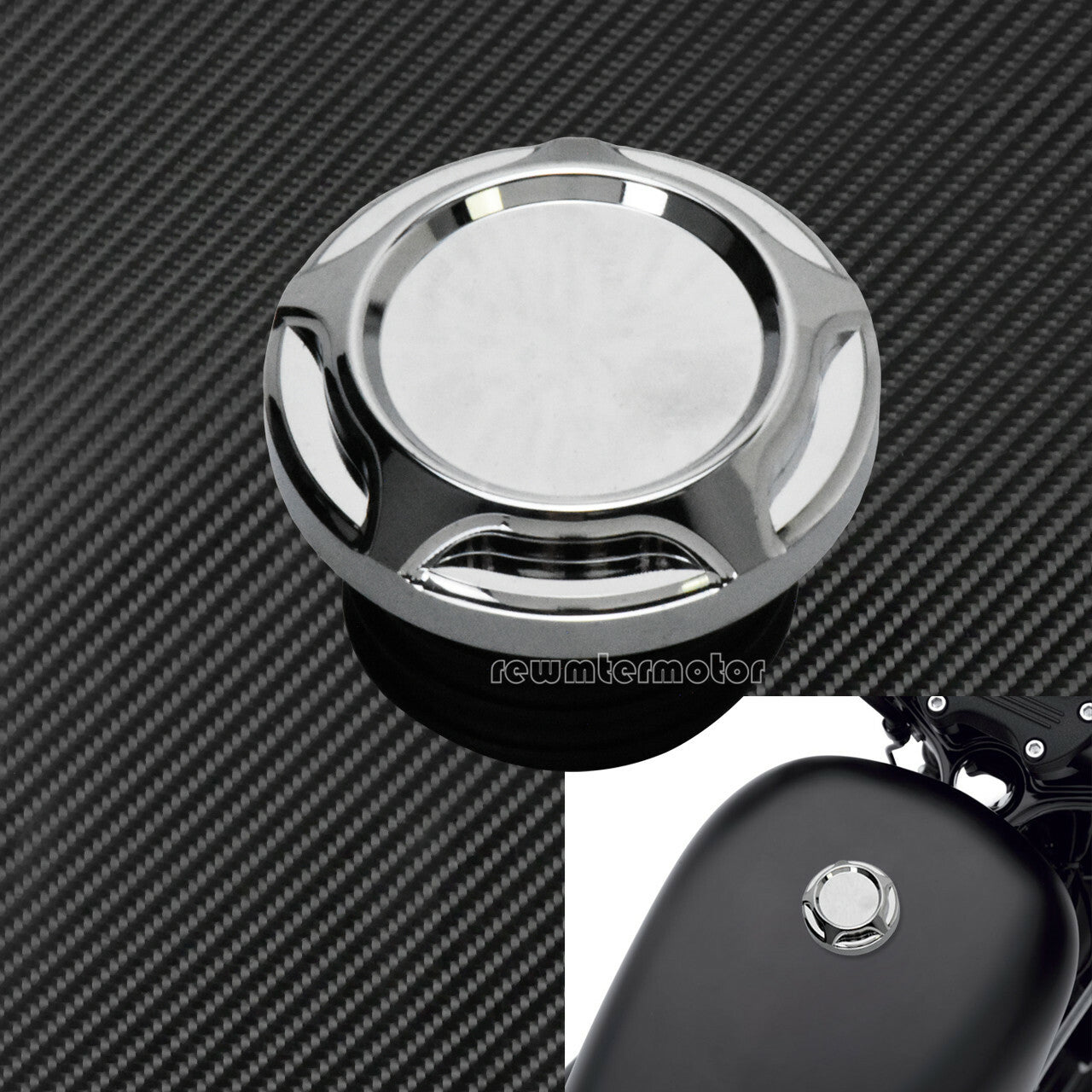 CNC Cut Chrome Gas Cap Fuel Tank Right-hand Thread Fit for Harley Dyna Softail Q