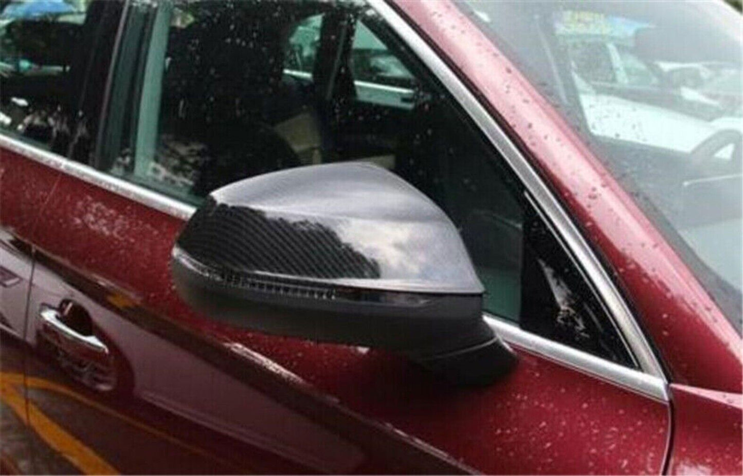 2P Carbon Fiber Look Door Rear View Side Mirror Trim Cover for Audi Q5 2018-2024