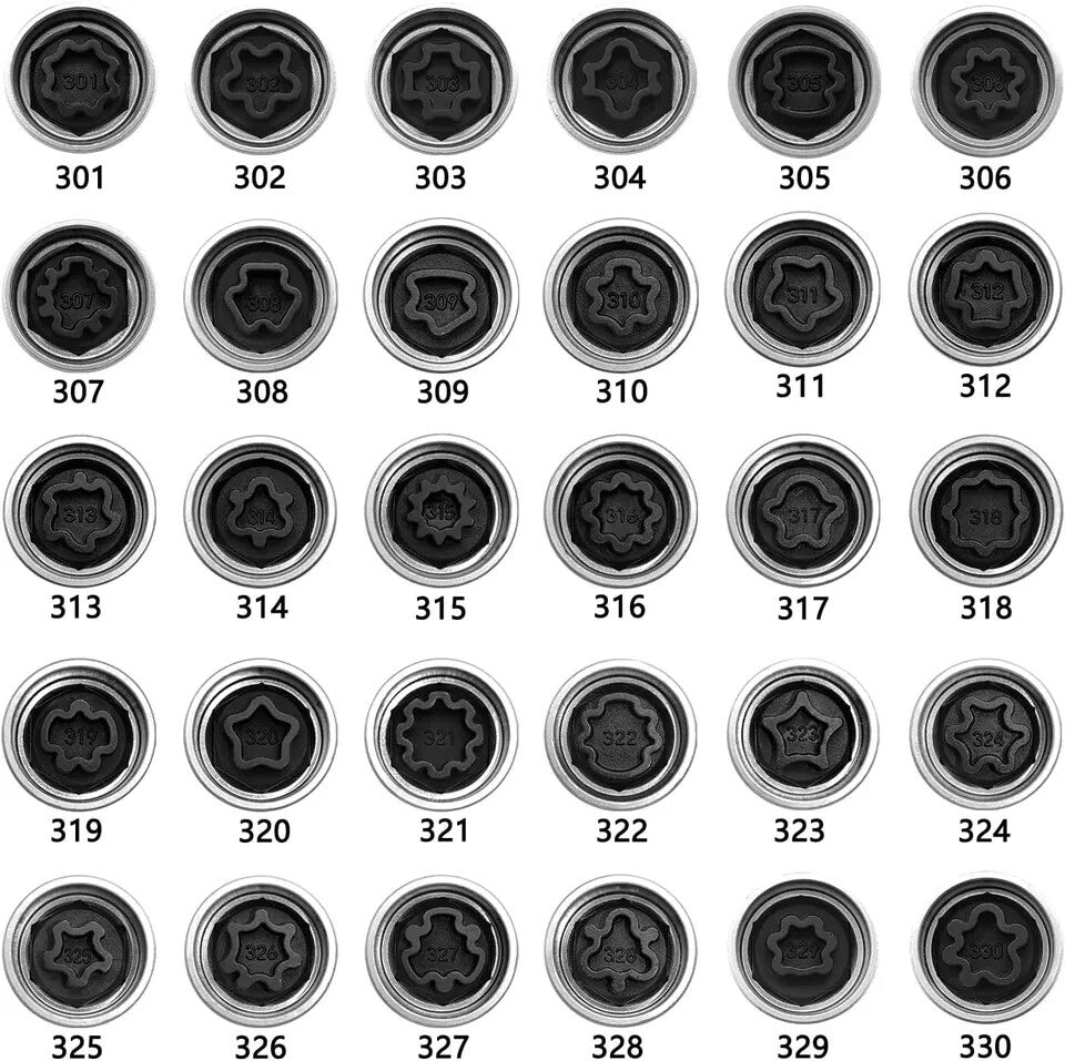 30PC Wheel Lock Lug Nut Anti-theft Screw Nut Removal Key Socket for Benz Silver