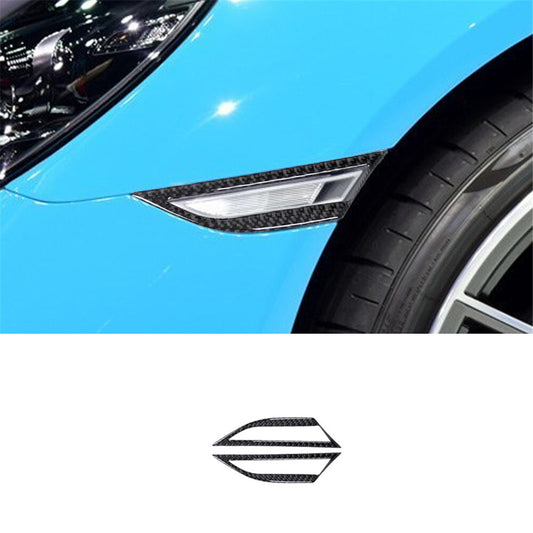 2X Carbon Fiber Turn Turn Signal Light Cover Trim for Porsche 718 2016-2022