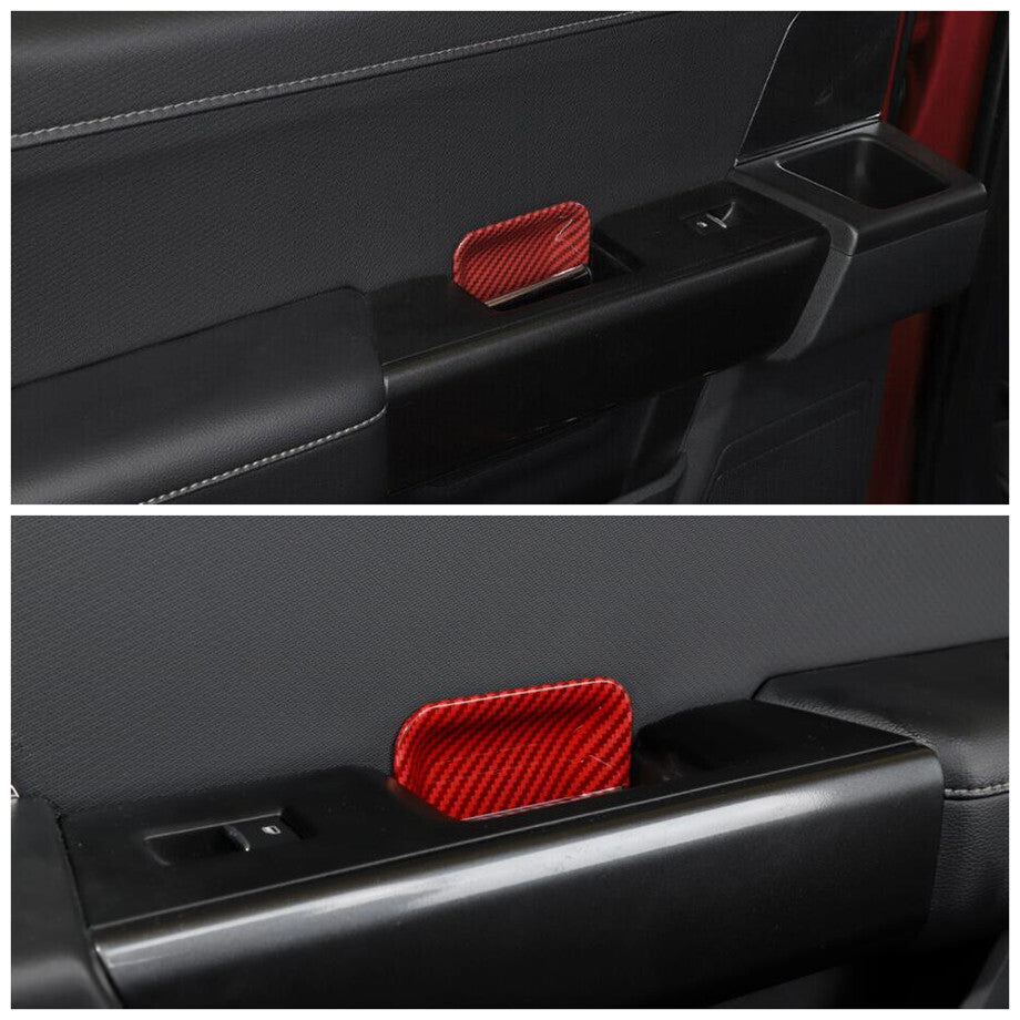 For 21-23 F150 Red Carbon Fiber Interior Door Handle Bowl Covers Trim v