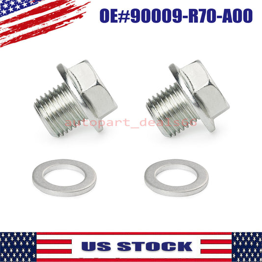 2X Engine Oil Pan Drain Bolt Plug Washer for Honda Accord CR V CR-V for Acura CL TSX Q