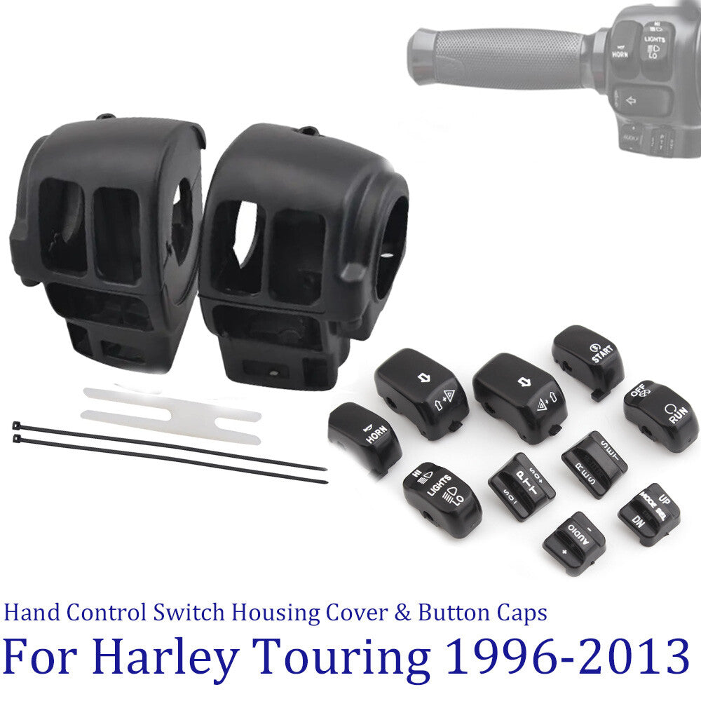 Black switch housing protective cover and 10 handheld control button covers for Harley 1996 - 2013 - n