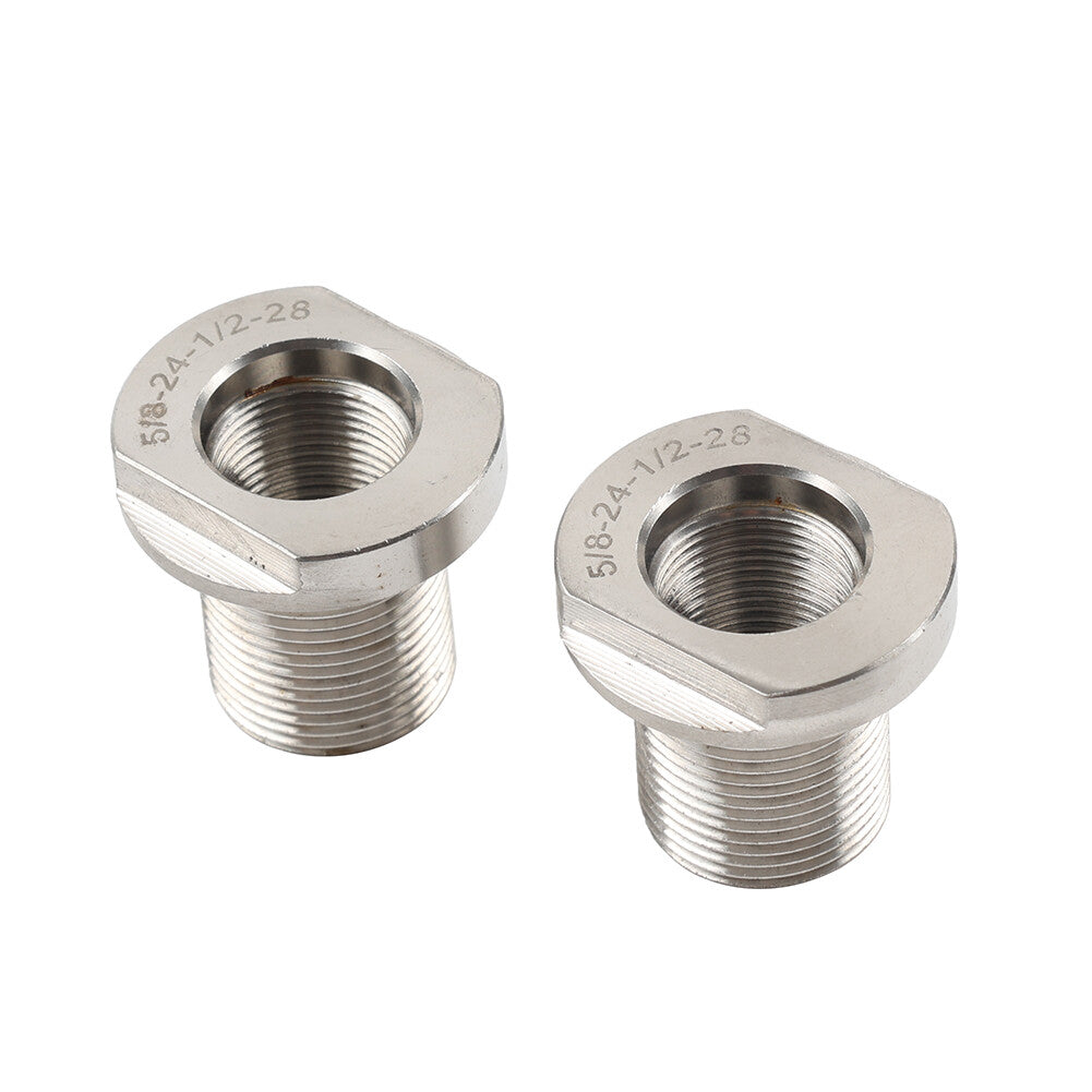 2 Pack Stainless Steel Silver Thread Convert Adapter Connector 1/2x28 to 5/8x24