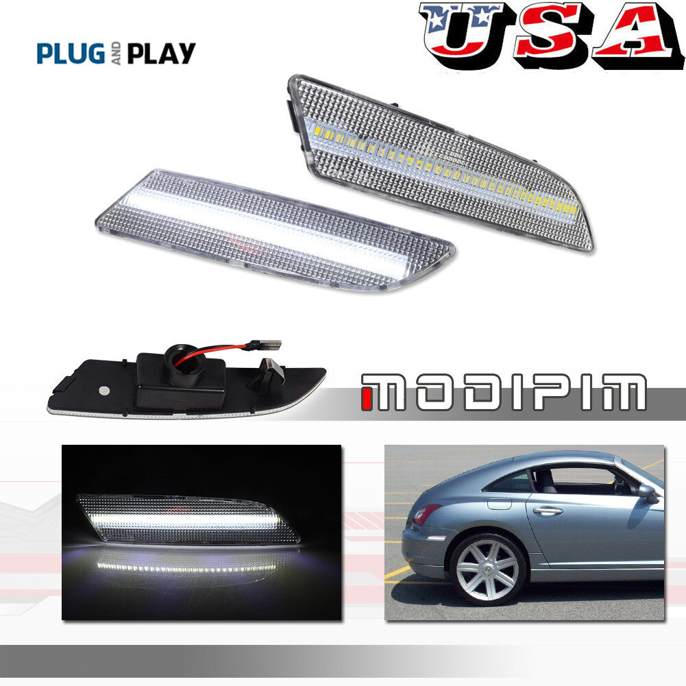 Piece White LED Clear Lens Rear Side Marker Lights for 2004 - 2008 for for CHRysler Crossfire - v