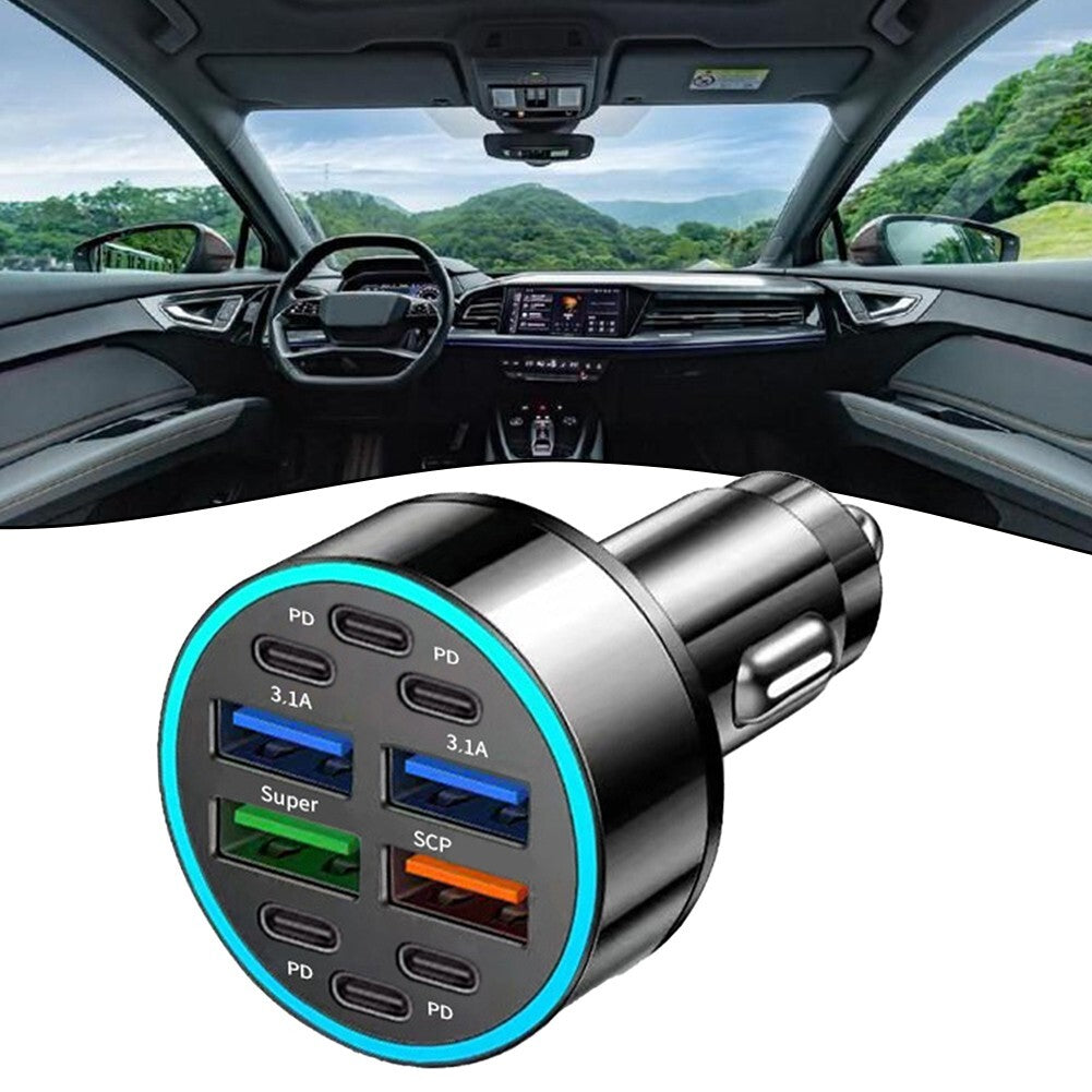10-in-1 Car Charger PD Power Adapter Car Fast Charging USB C Car Phone Charger