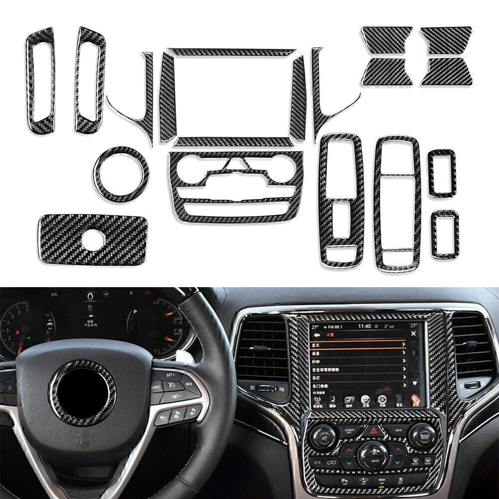 19x Carbon Fiber Interior Decoration Cover Trim for Jeep Grand Cherokee 2011-20