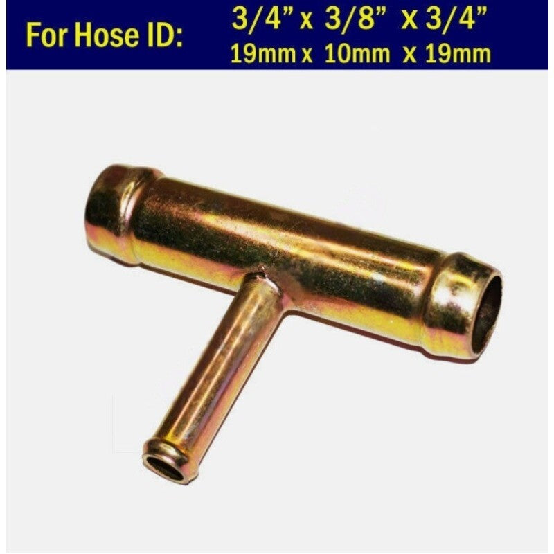 TEE 3/4 x 3/8 x 3/4 in Heater Hose Fitting 19mm-10mm-19mm Connector Adapter Q