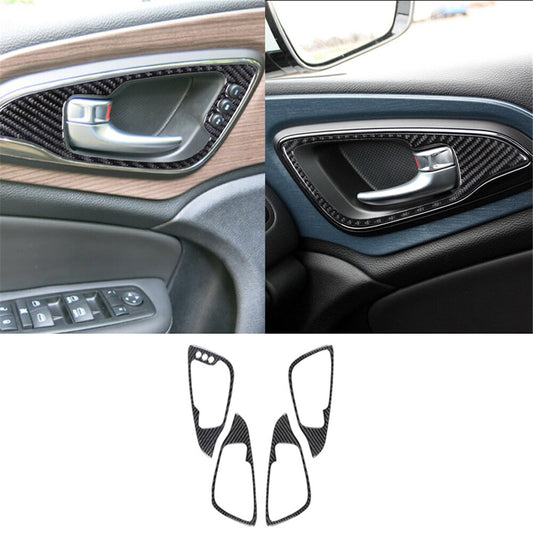 2Pcs Front Door Window Control Panel Trim Carbon Fiber for Fiat 500L 2014-2017 v