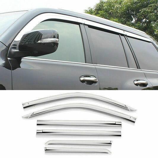 6P for Lexus GX460 2010-2020 Chrome Window Visor Vent Shades Sun Rain Wind Guard