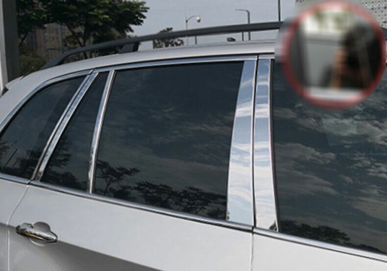 Fit for BMW X5 E70 2008-2013 Silver Steel BC Pillar Post Panel Window Trim Cover