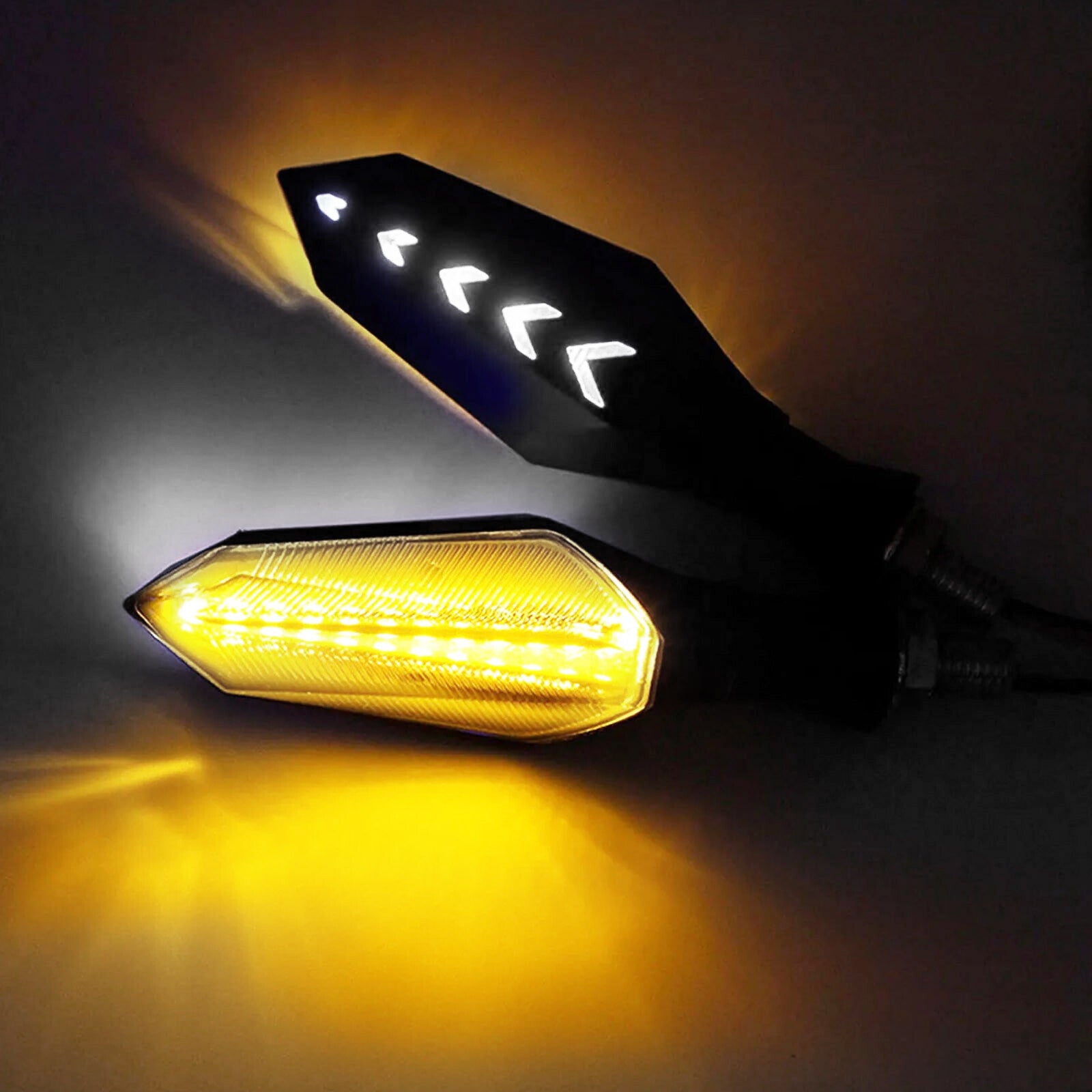 2 x motorcycle LED indicator running effect running light sequential black front rear DE Q