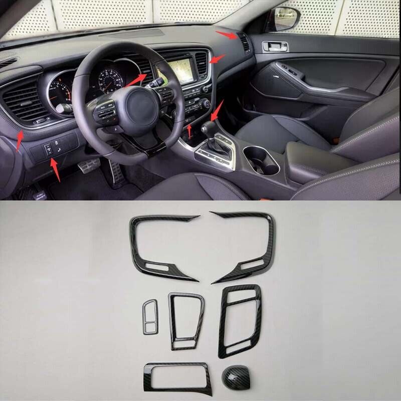 for Kia Optima 2011-2013 Carbon Fiber Inner Dashboard Panel Dash Cover Trim Kits