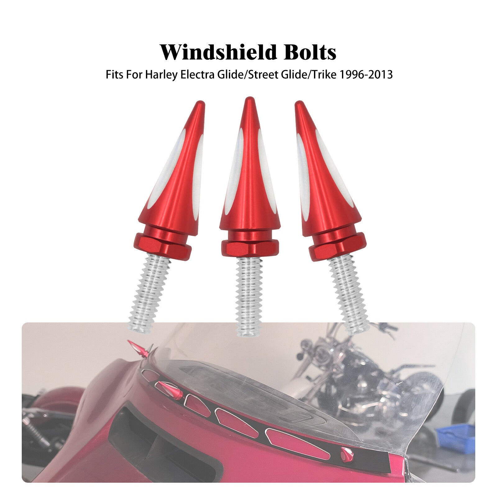 Red Spike Wind Screen Windshield Bolts for Harley Street Electra Glide 1996-2013