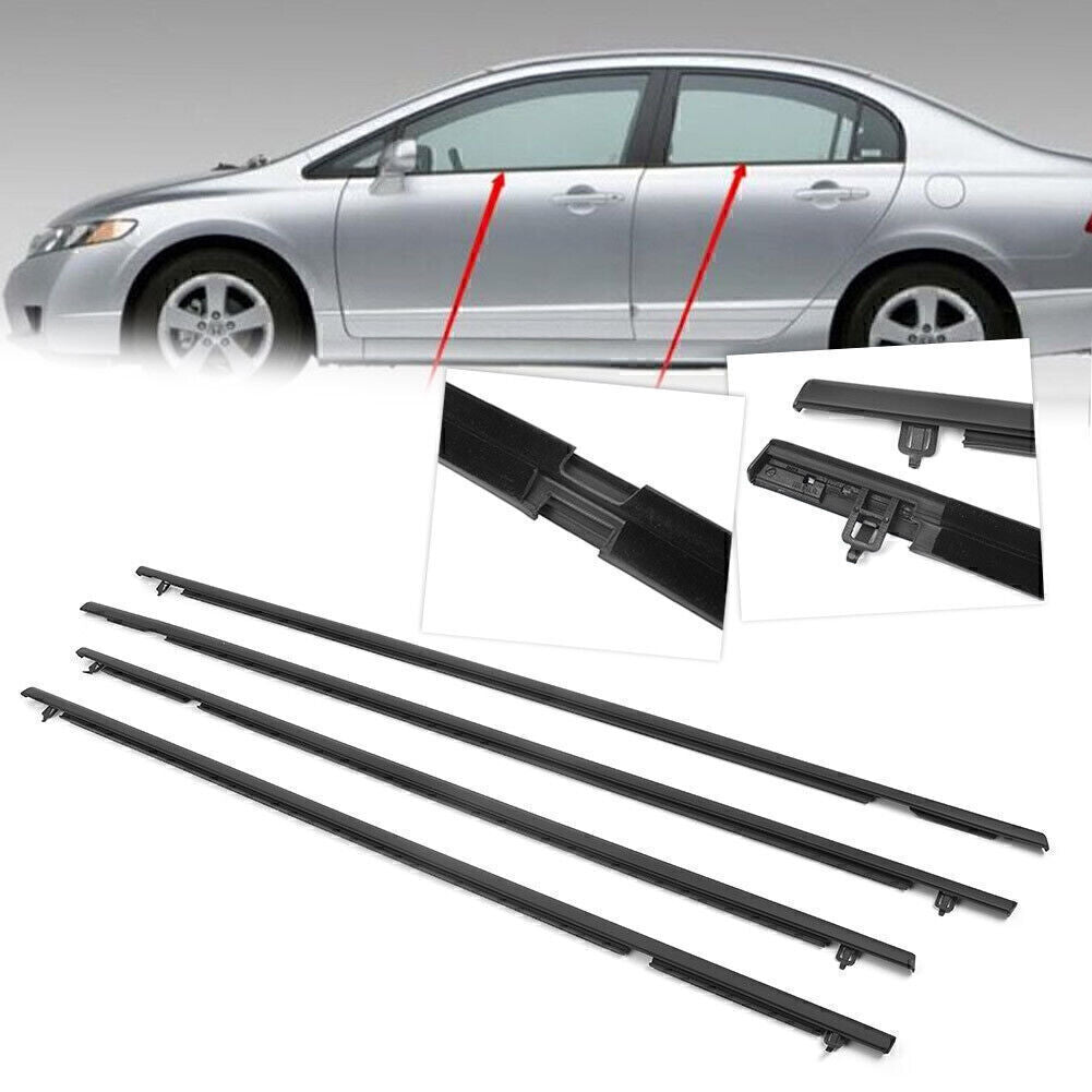 4x Outside Window Moulding Weatherstrip Seal Belt Fit for Honda for Civic 2006-2011 10